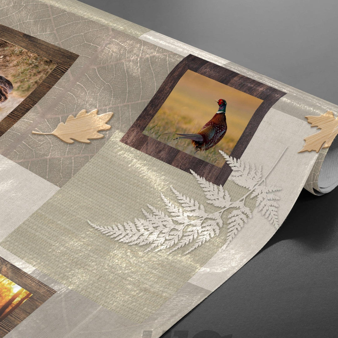 På rulle Hunting Mind Naturel - Vaxduk med motiv av hjortar och jaktmotiv