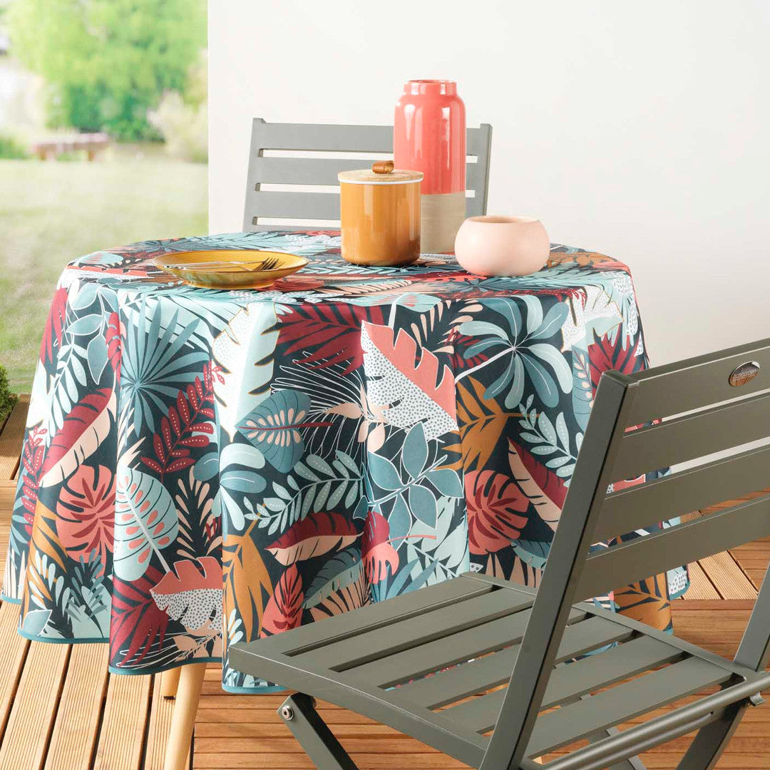 Jacala Blue - Ø 180 cm, rund duk med fläckskydd