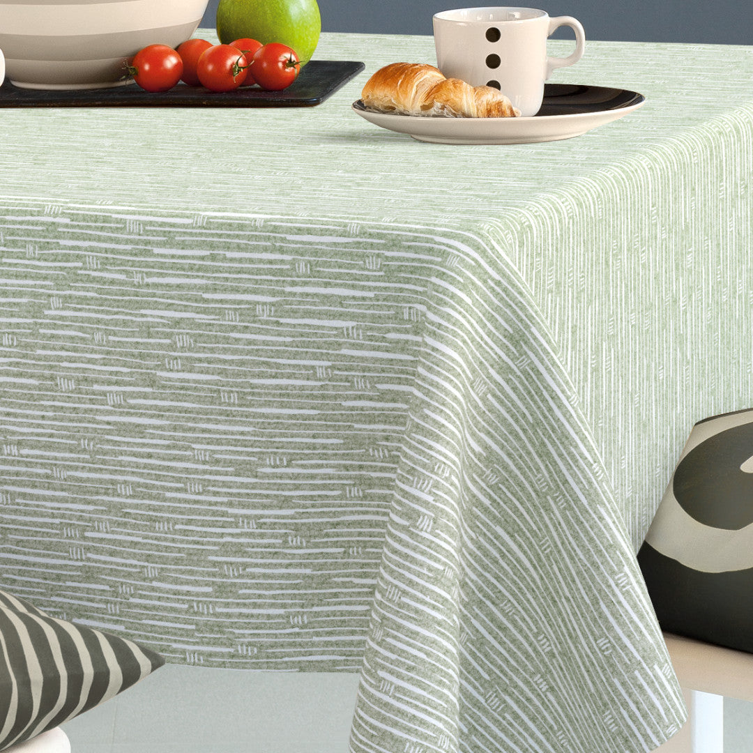 På bordet Japoni Green Tea - Minimalistisk vaxduk med Japandi-inspirerad design