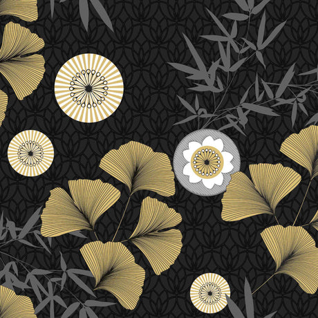 Vaxduk med härliga ginkgo biloba-blad i guld