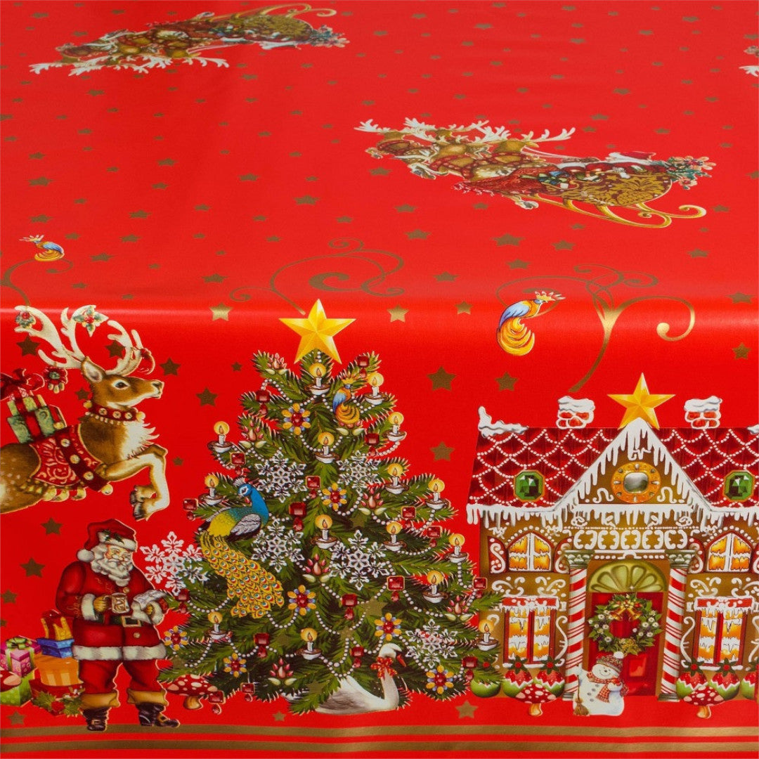 Jul i Kagehuset vaxduk med detaljerade julmotiv