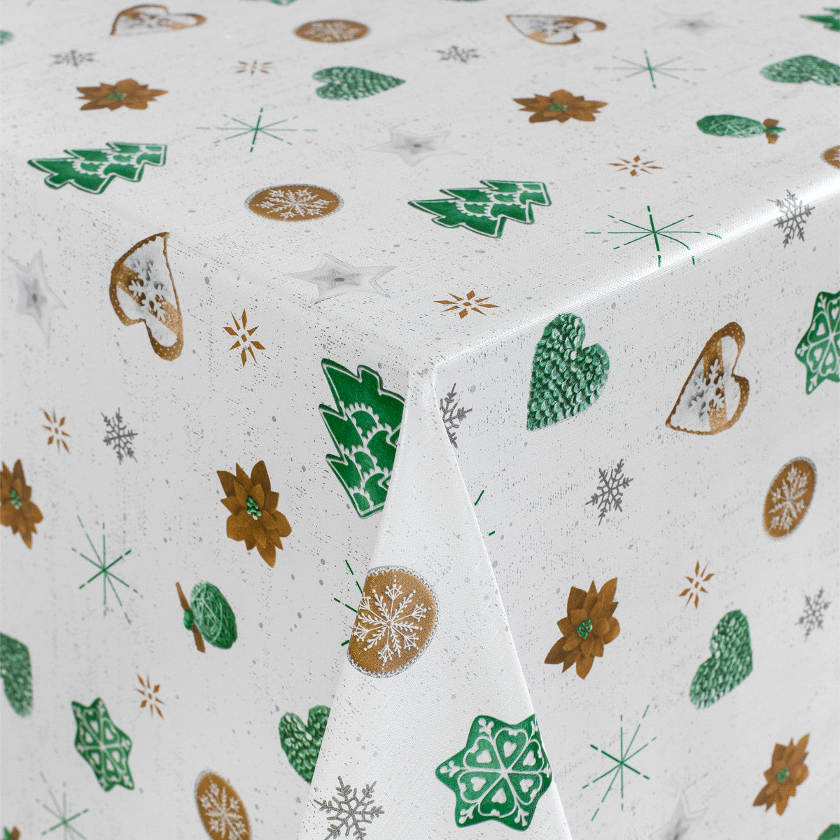 Julbak grön - Rund vaxduk med resår