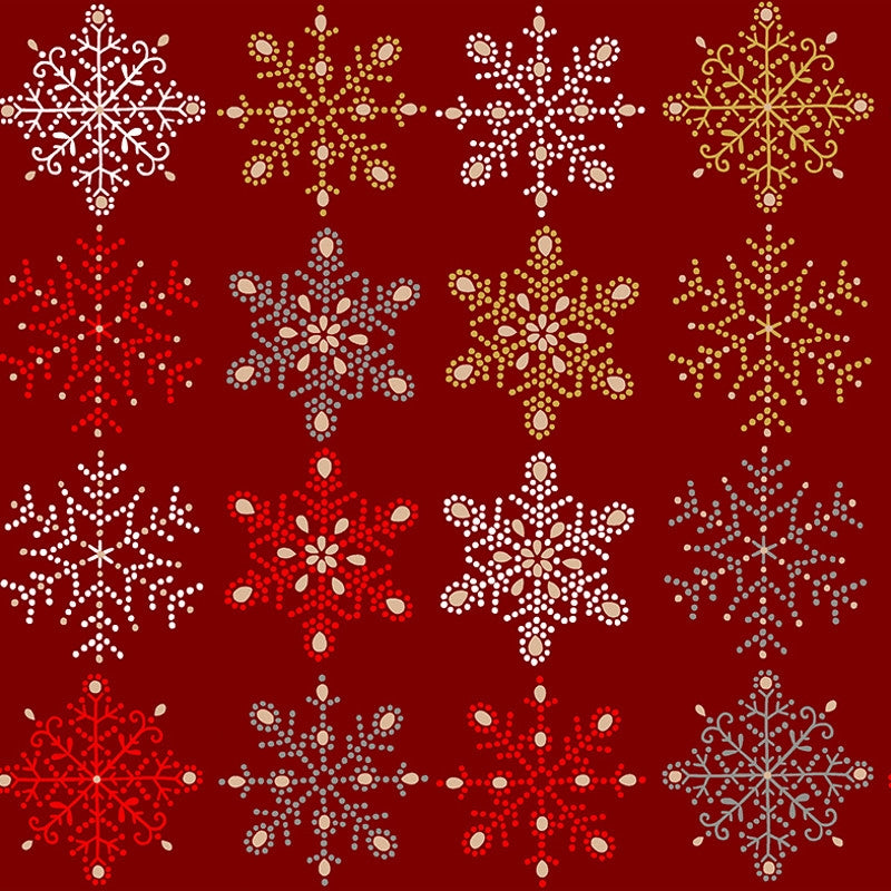 Juledug Flake Rouge, textilvaxduk i bomull och lurex