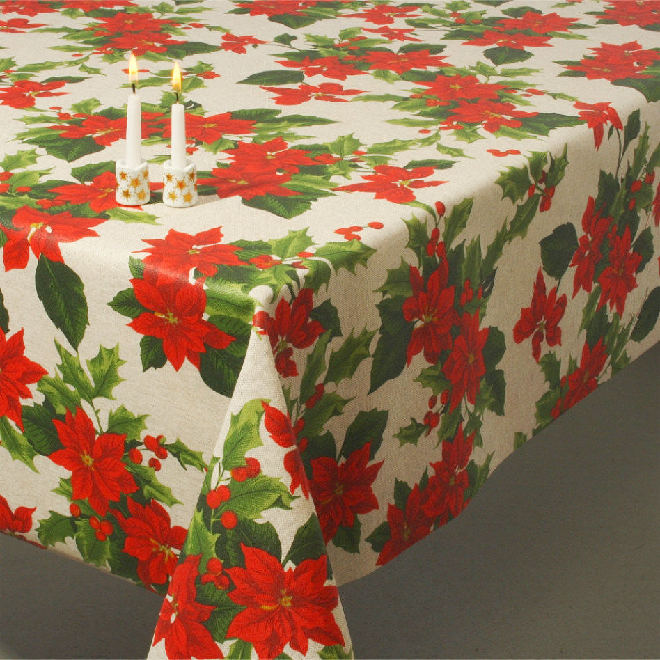 Julduk - textilvaxduk med järnek med bär