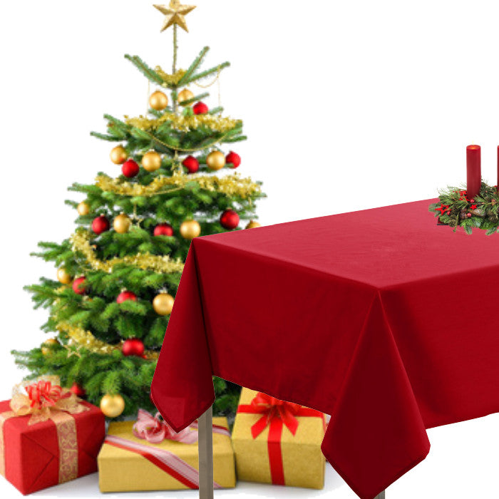 Julbordsduk, enfärgad röd rektangulär bordsduk, 145 x 300 cm