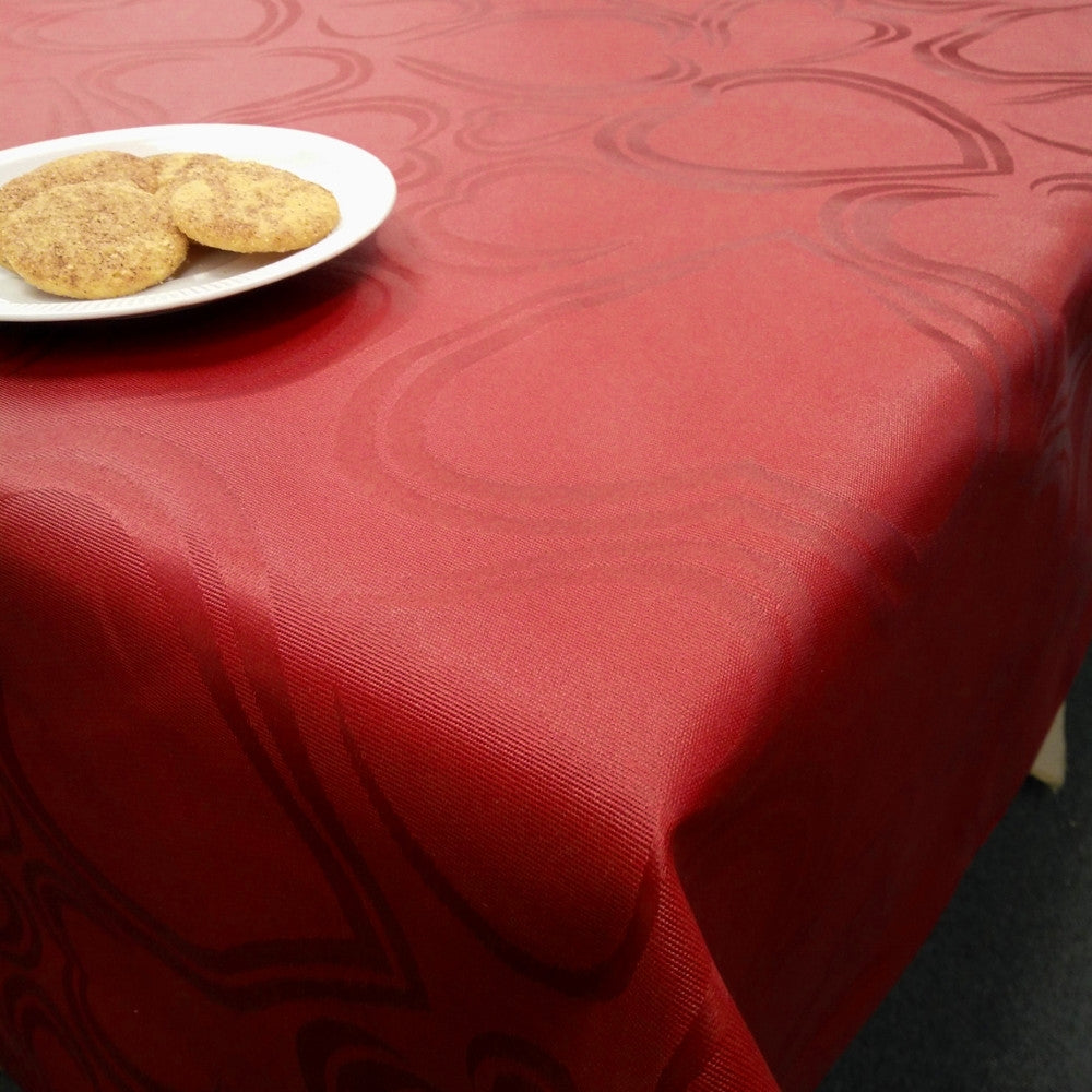 Julduk Old Heart - Textilvaxduk med hjärtan, vinröd