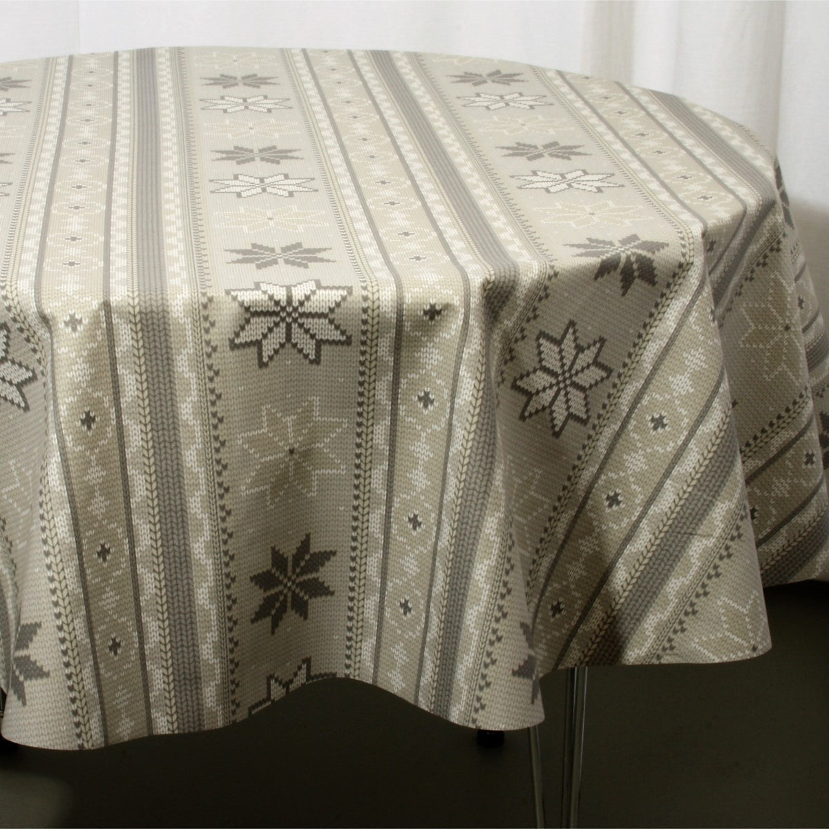 Julduk Lausanne grå - textilvaxduk med jultröja - 155 cm bred