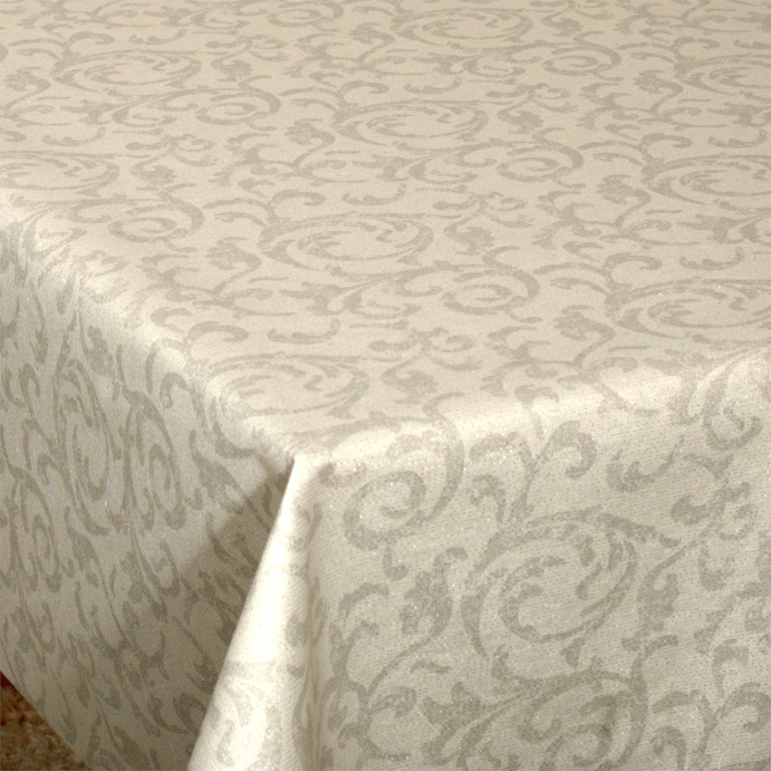 Julduk Vackra Snirklar – Textilvaxduk med silverlurex