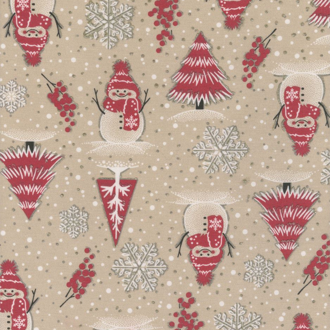 Julbordsduk Snögubbar och glitter - närbild