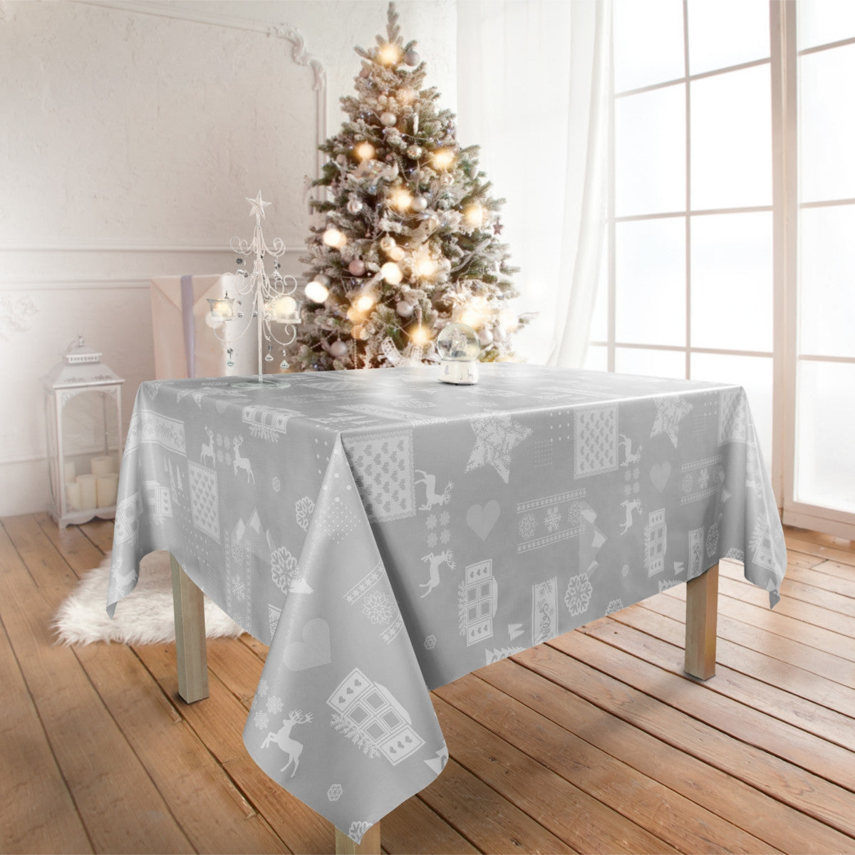 Miljö bild av Jul i alperna julvaxduk grå