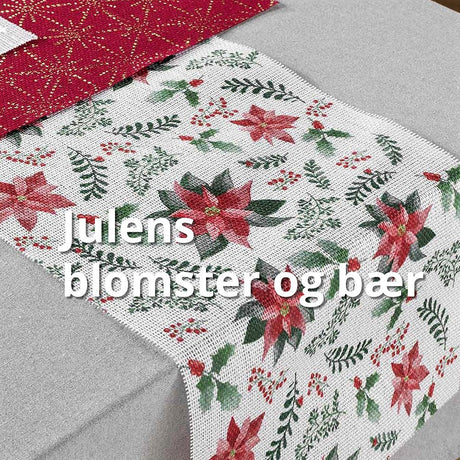 Bordslöpare Jul, 35 x 140 cm - Julens blommor och bär