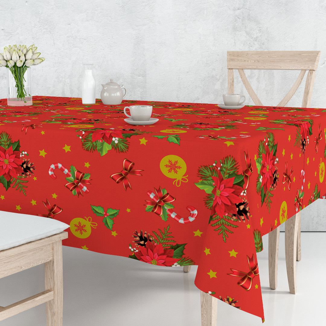 Julglöd - Vaxduk med julstjärnor på bordet