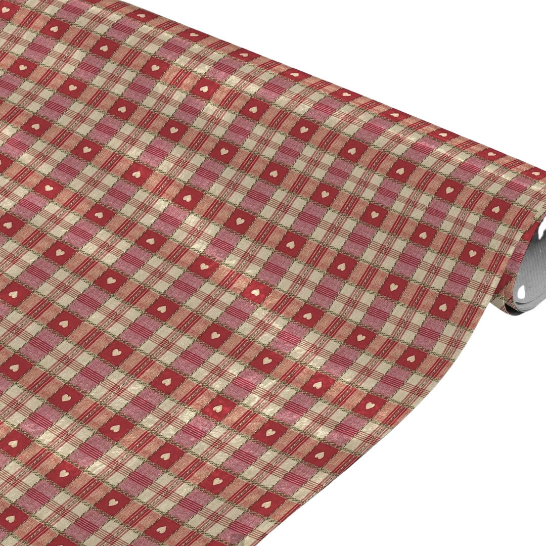 Julvaxduk - Rutig duk med julhjärtan 140 cm