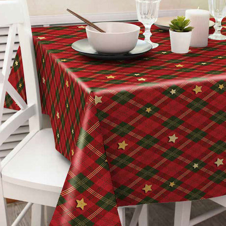 Skotsk rutor Röda/Gröna - Snygg skotsk rutig duk med guld sjtärnor