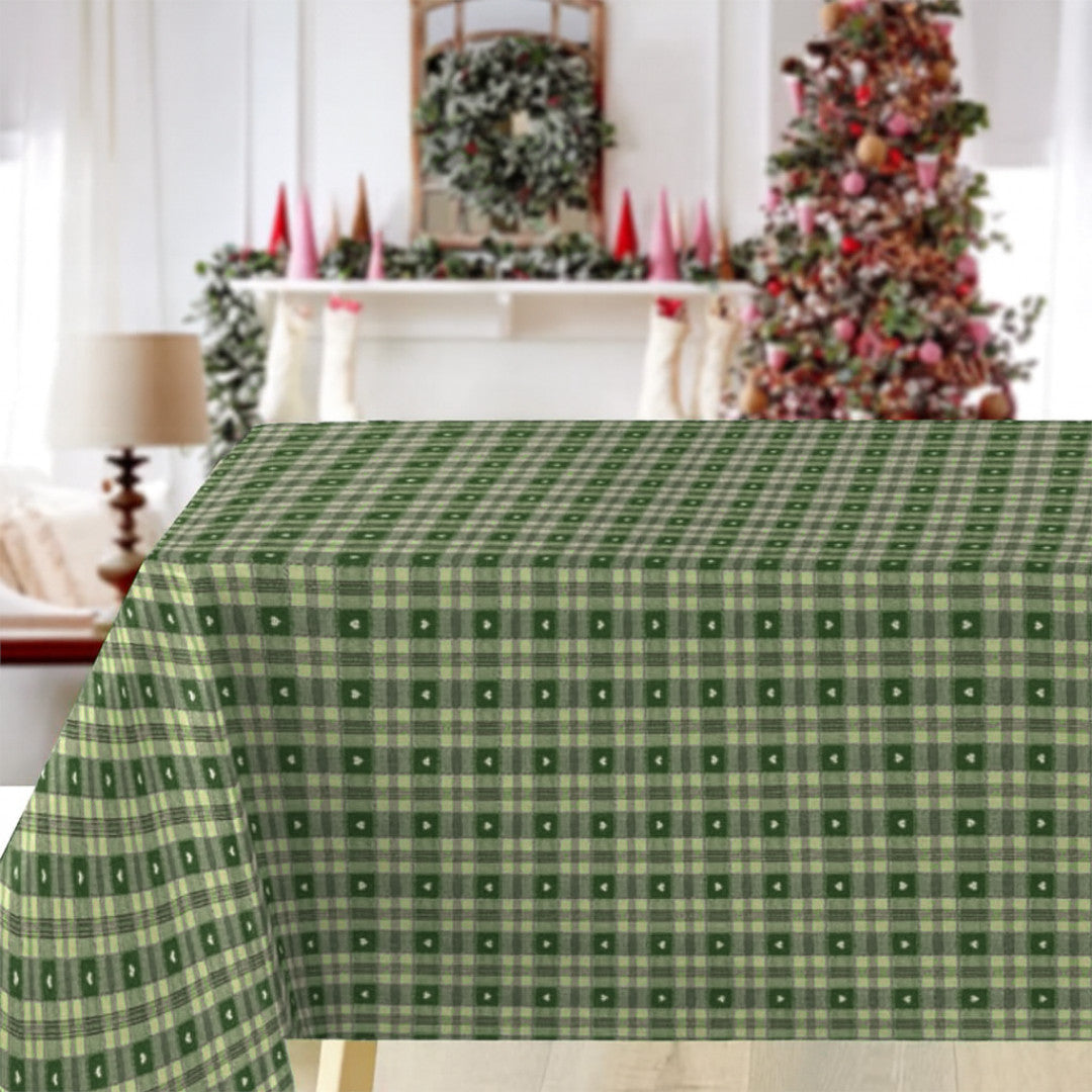Julvaxduk - Hjärtan i rutor grön 140 cm