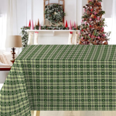 Julvaxduk - Hjärtan i rutor grön 140 cm