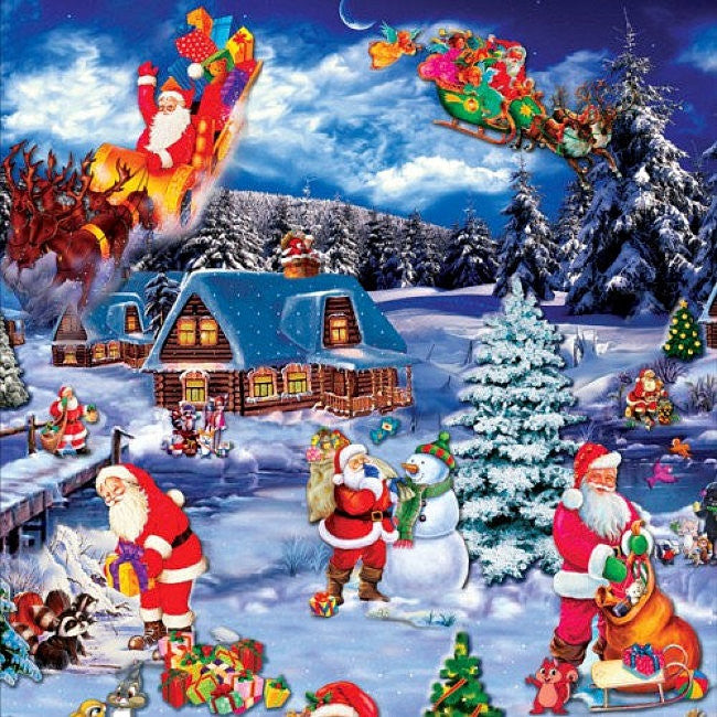 Julvaxduk - Ho Ho Ho snökkädda granar, paket