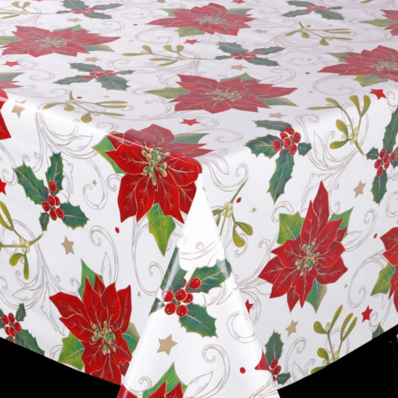 Julvaxduk - Jul under mistelen, 140 cm, på bordet, julstjärna