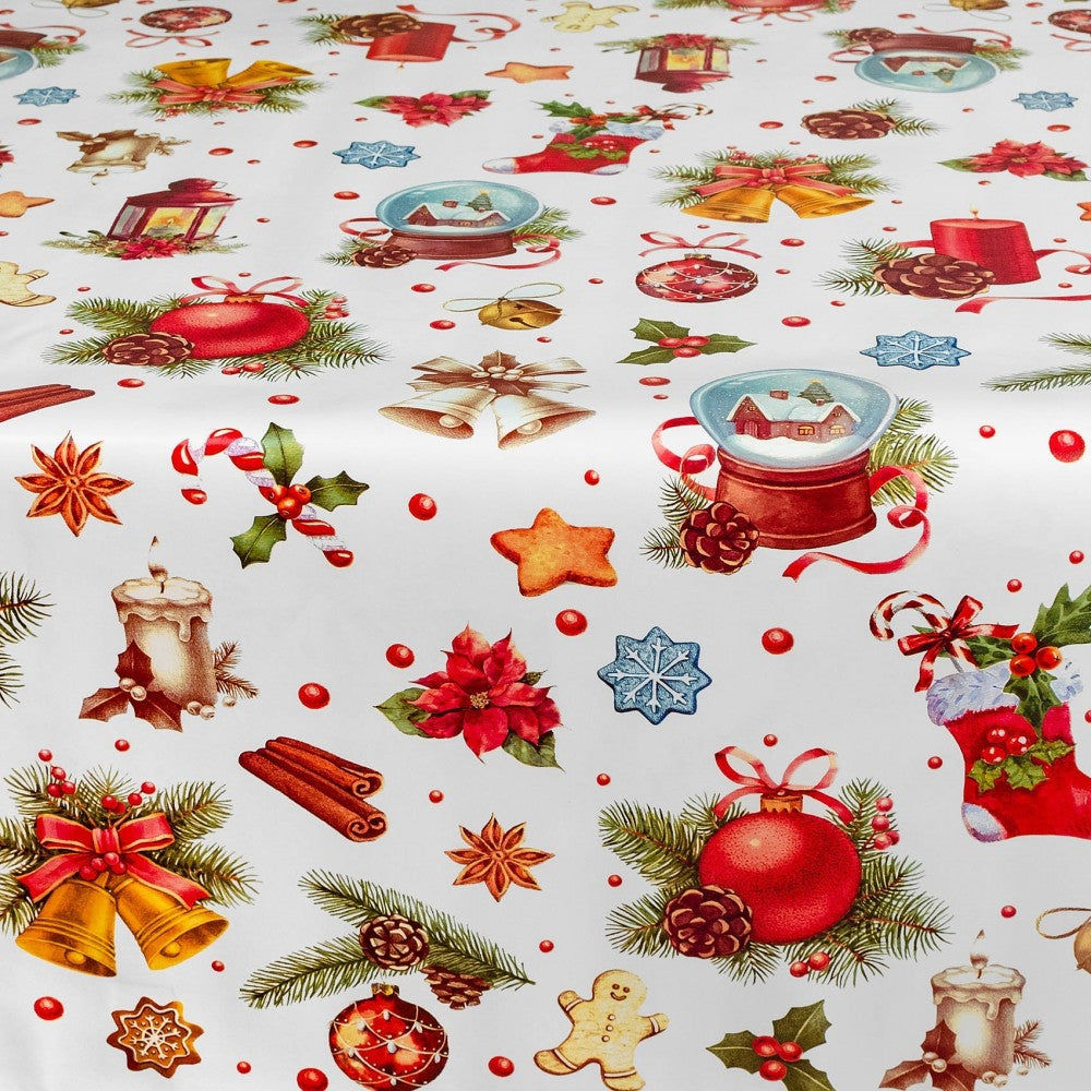 Julvaxduk - Julkulor m. m., 140 cm bred