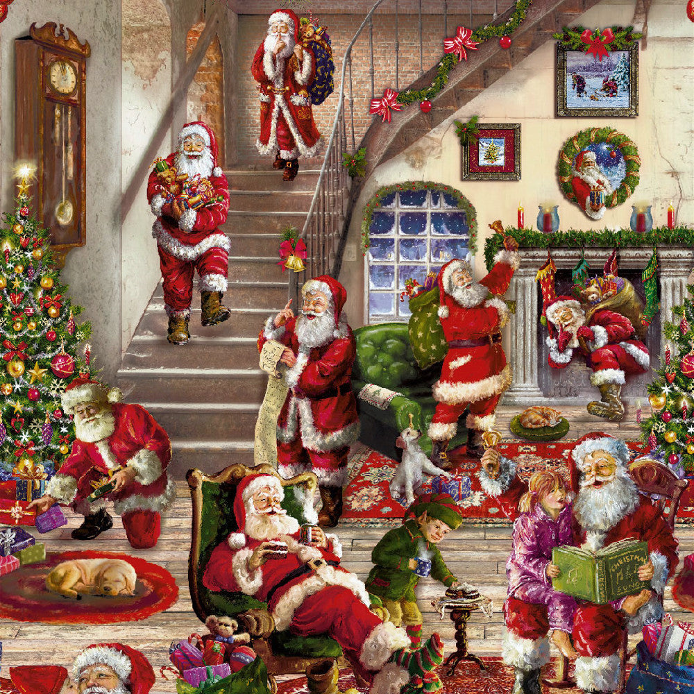 Julvaxduk - Jultomtens äventyr, närbild önskelista, gran