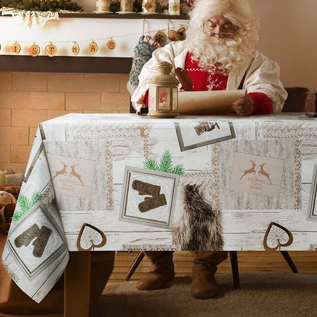 Skridskor i Juletid - Rund julvaxduk med resår - För bord Ø 60 - Ø 130 cm