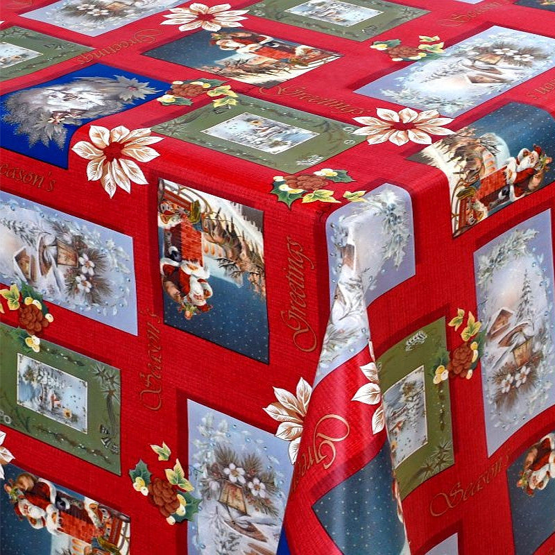 Julvaxduk - Vykort från Jultomten, 140 cm hörnbild