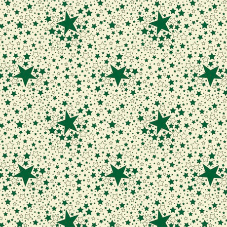 Stjärnhimmel Grön - Julvaxduk med gröna stjärnor på en vit bakgrund. Närbild