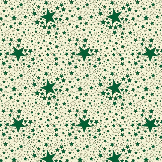 Stjärnhimmel - Julvaxduk med stjärnor - Grön, 140 cm