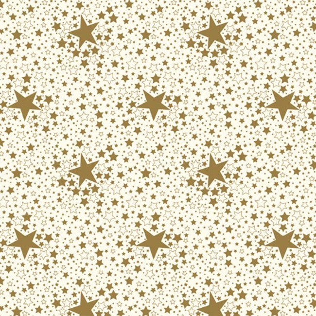 Stjärnhimmel - Julvaxduk med stjärnor - Guld, 140 cm