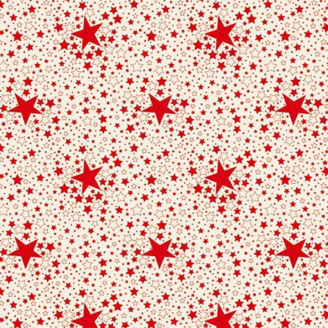 Stjärnhimmel - Julvaxduk med stjärnor - Röd