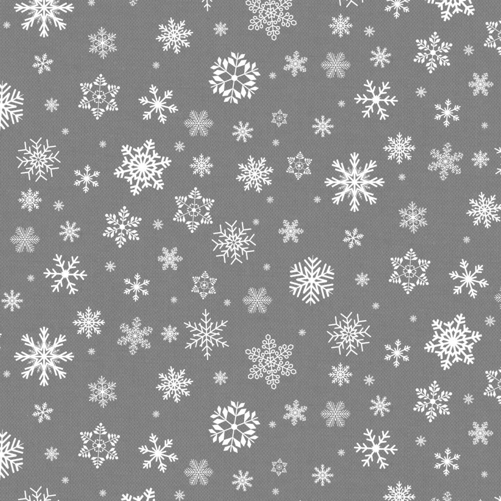 Julvaxduk - Skymningssnö, Silvergrå basfärg och vita snöflingor