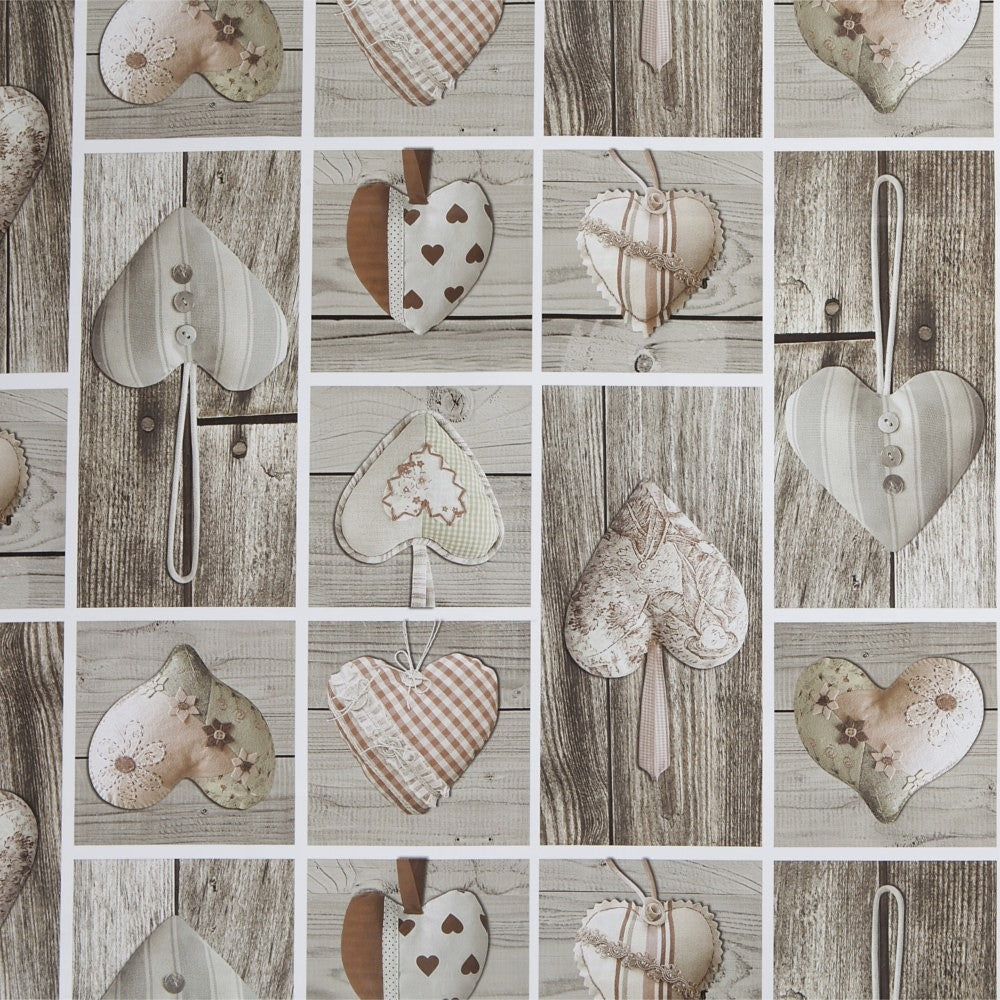 Julvaxduk - Wooden Heart, 140 cm bred