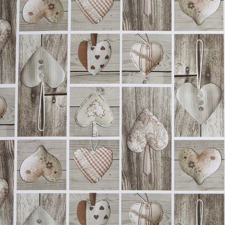 Julvaxduk - Wooden Heart, 140 cm bred