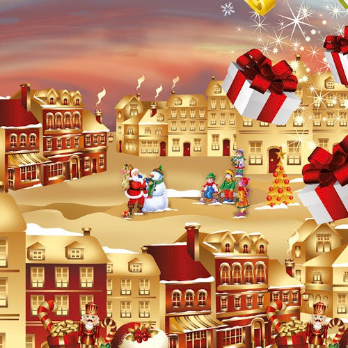 Julvaxduk - Jul på torget byhus