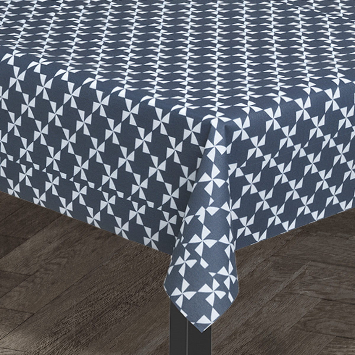 Juna Windmill Blå - Textilvaxduk med snyggt grafiskt mönster från Juna