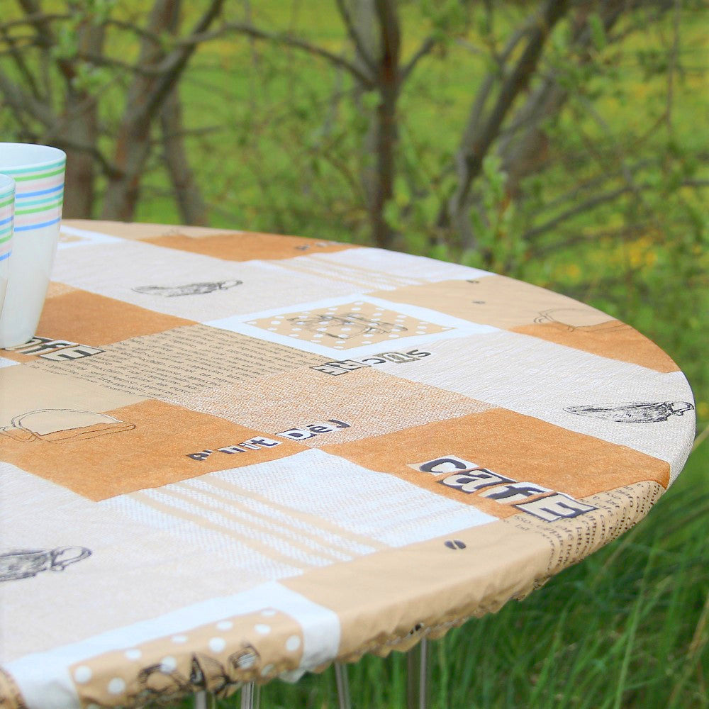 Kaffe med påtår - Rund vaxduk med resår