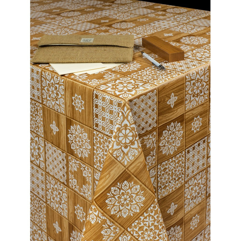 Kakel i gyllenbrunt - Vaxduk med textil-look