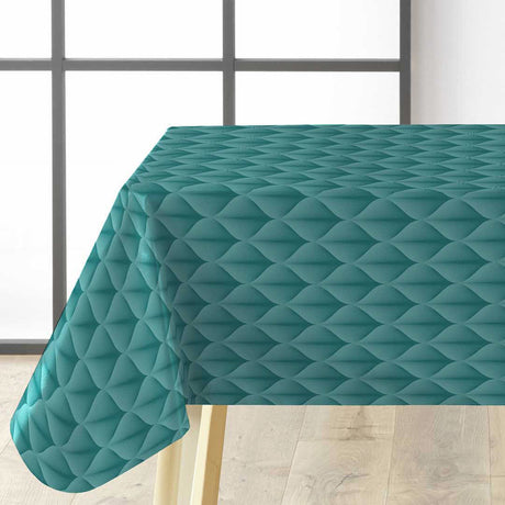 Kalini Luxury Blue – vaxduk med grafiskt mönster och fantastisk 3D-effekt. på bordet