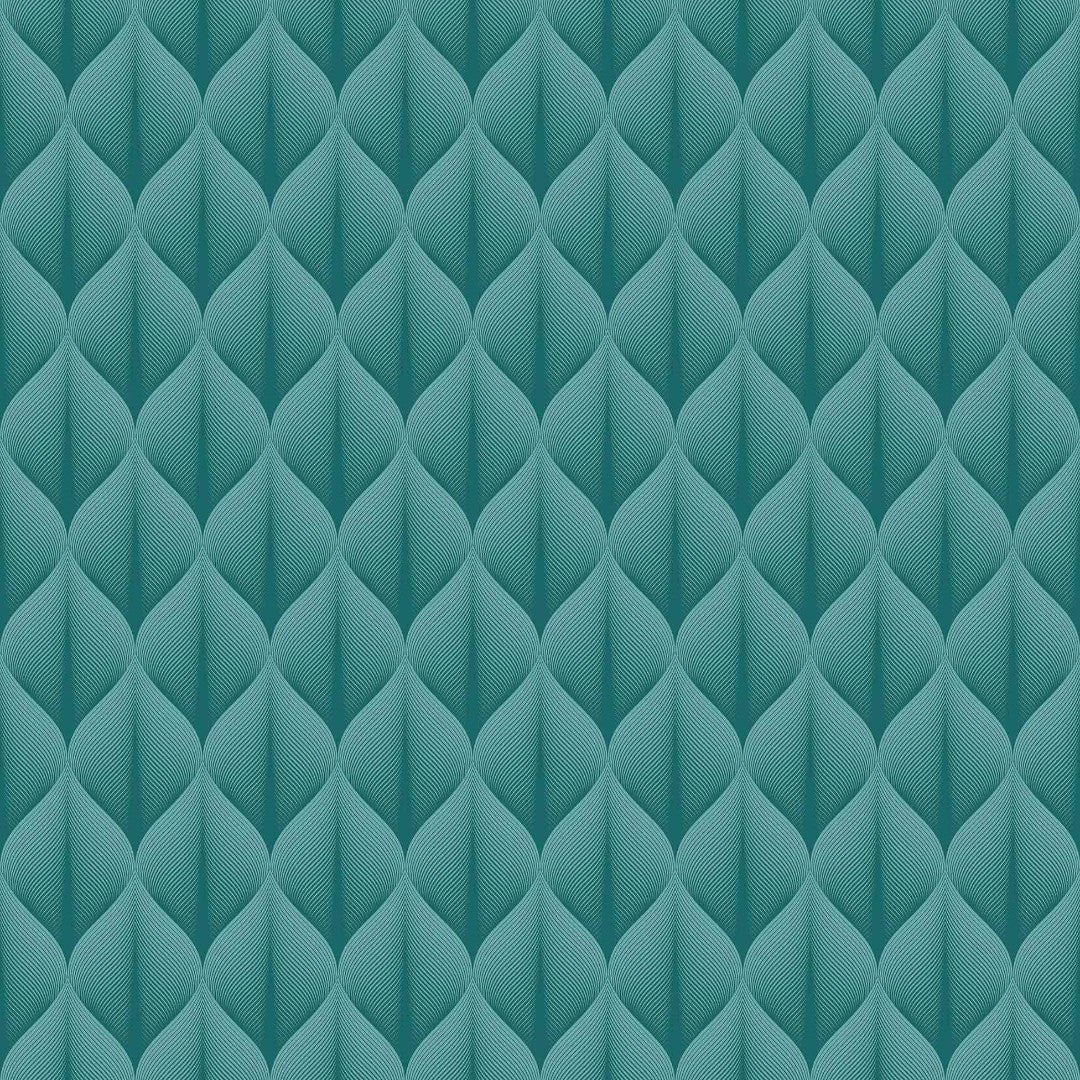 Närbild av Kalini Luxury Blue – vaxduk med grafiskt mönster och fantastisk 3D-effekt.