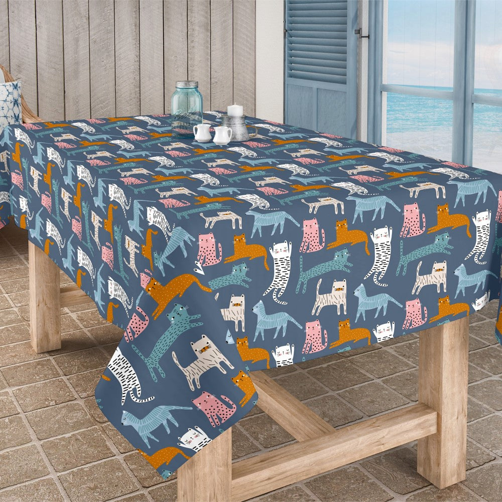 Katter i fina färger - Textilvaxduk med katter, 140 cm