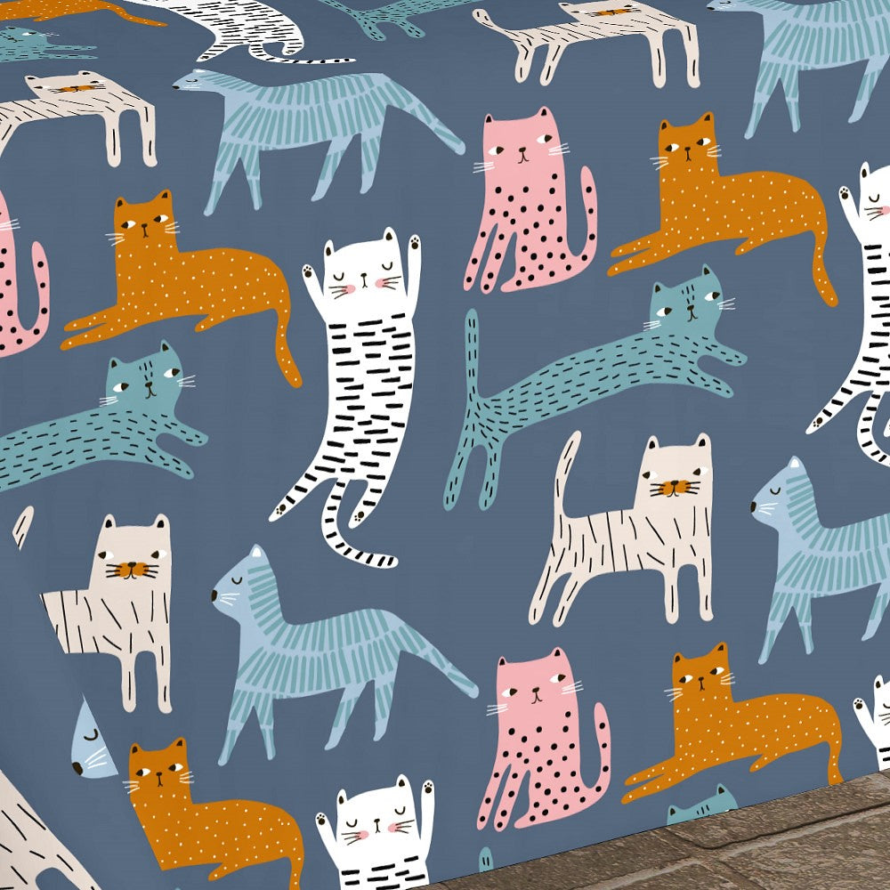 Katter i fina färger - Textilvaxduk med katter, 140 cm