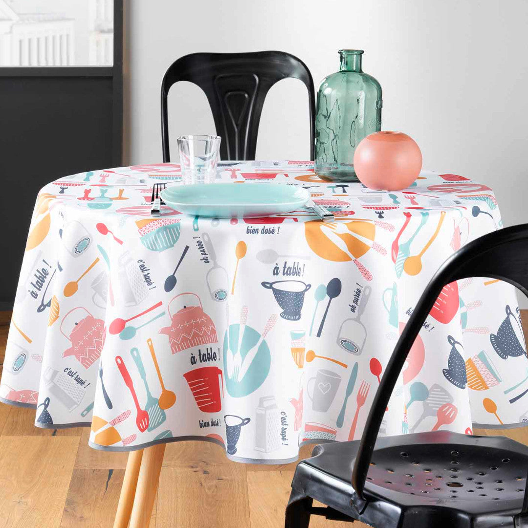 Kitchen Multico Ø 180 cm, rund duk med fläckskydd