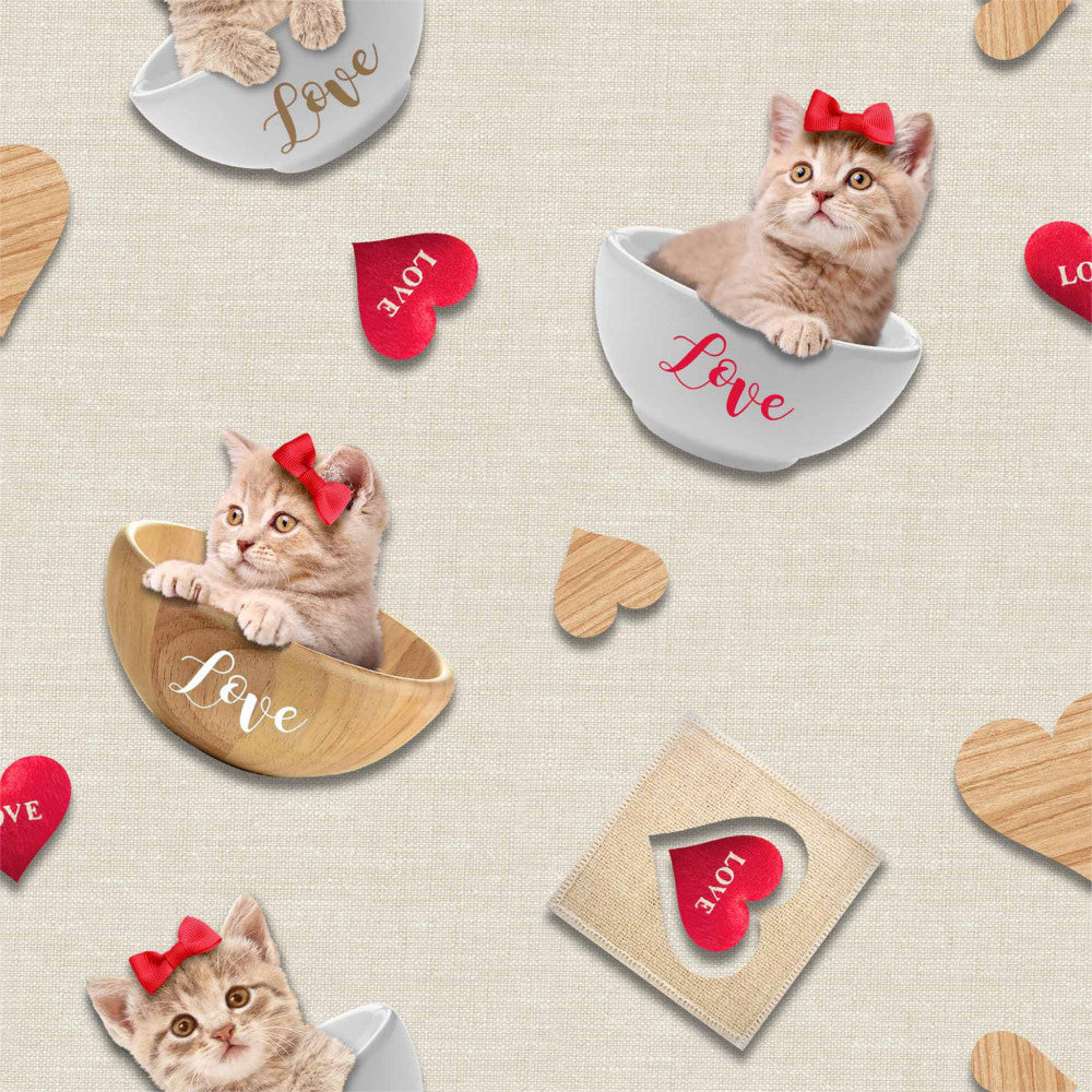 Kitty Natur Fotoprint - Vaxduk med gulliga kattungar