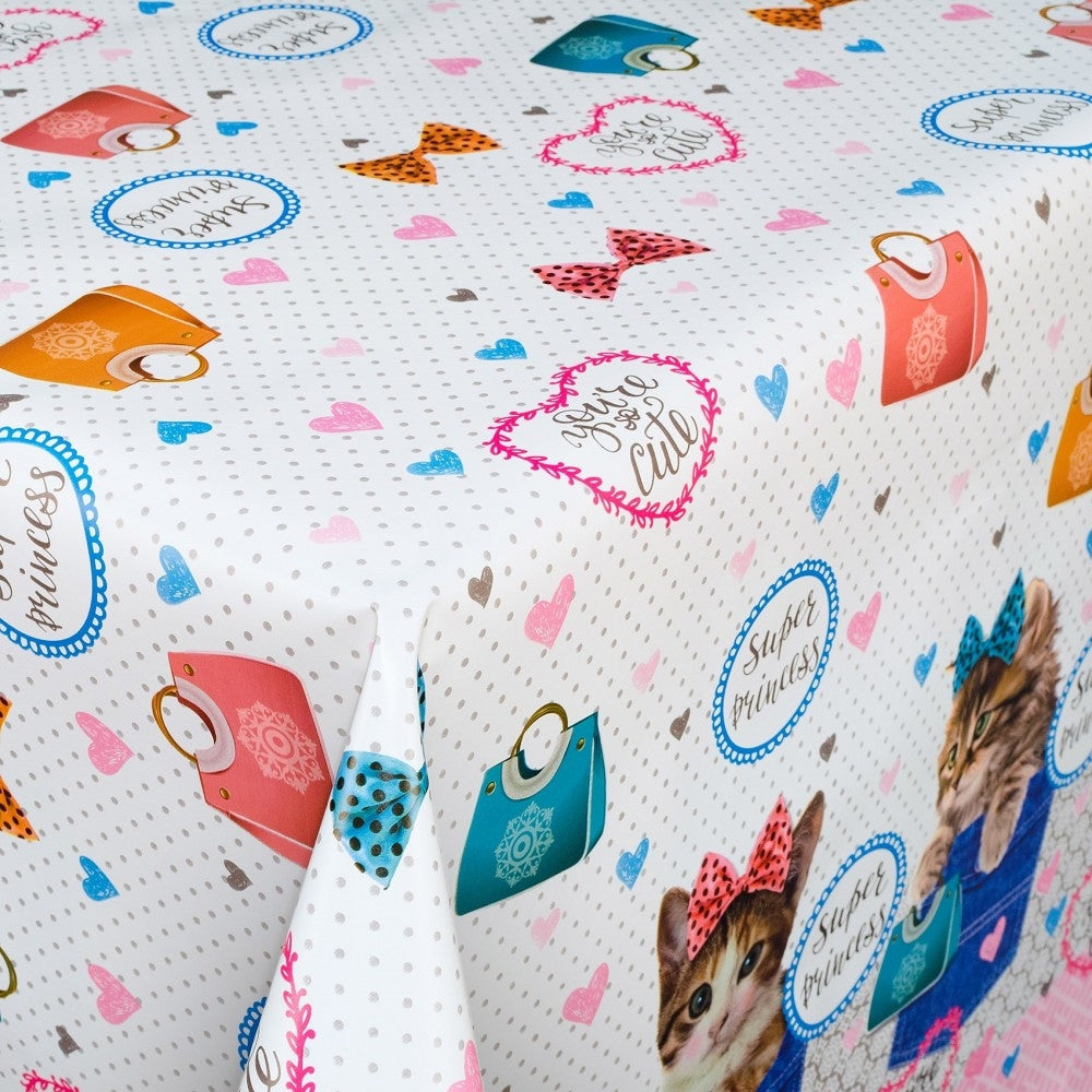 På bordet Kitty Bag - Vaxduk med kattungar