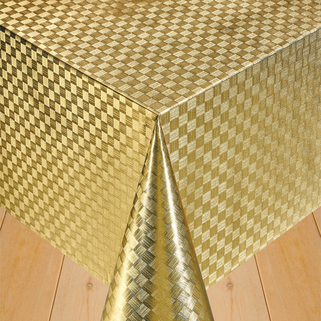 Klassiska Damast rutor i Guld - Vaxduk med gulfärgade rutor