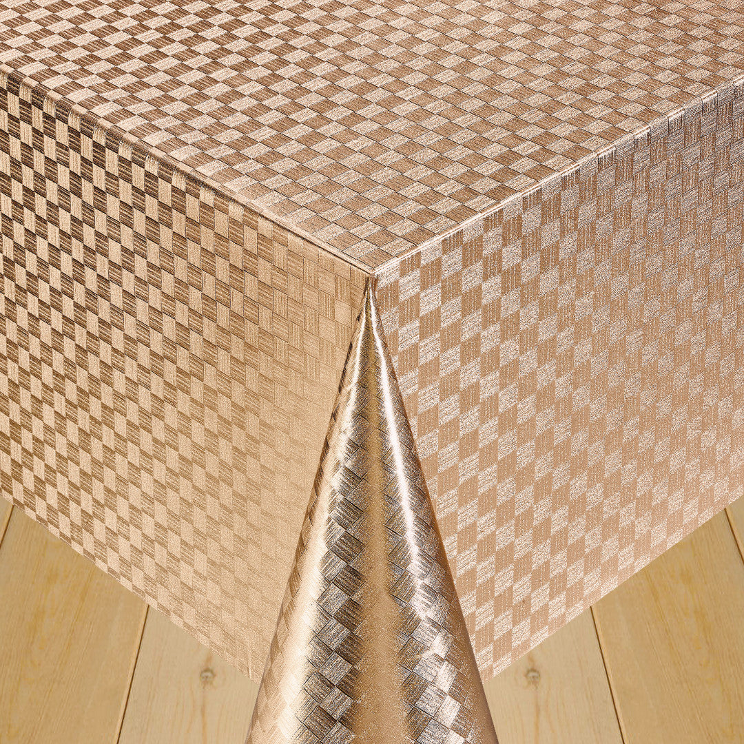 Klassiska Damast rutor i Koppar - Vaxduk med kopparfärgade rutor