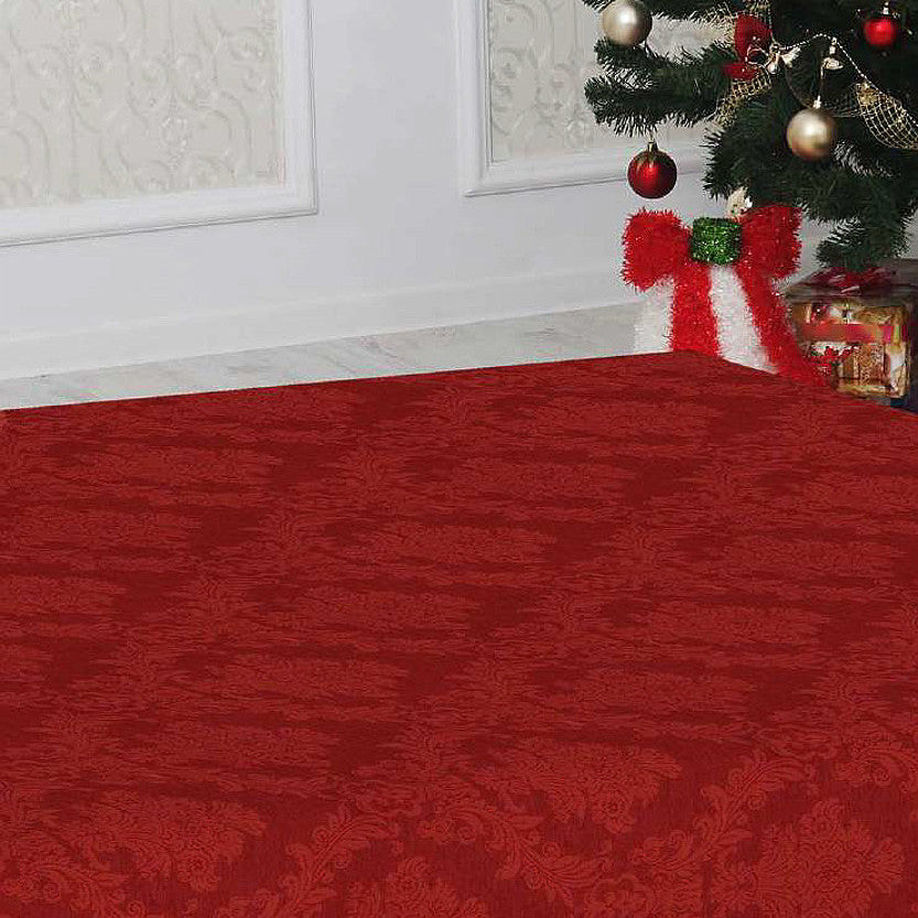 Klassisk Röd Julduk - textilvaxduk med ornamentmönster
