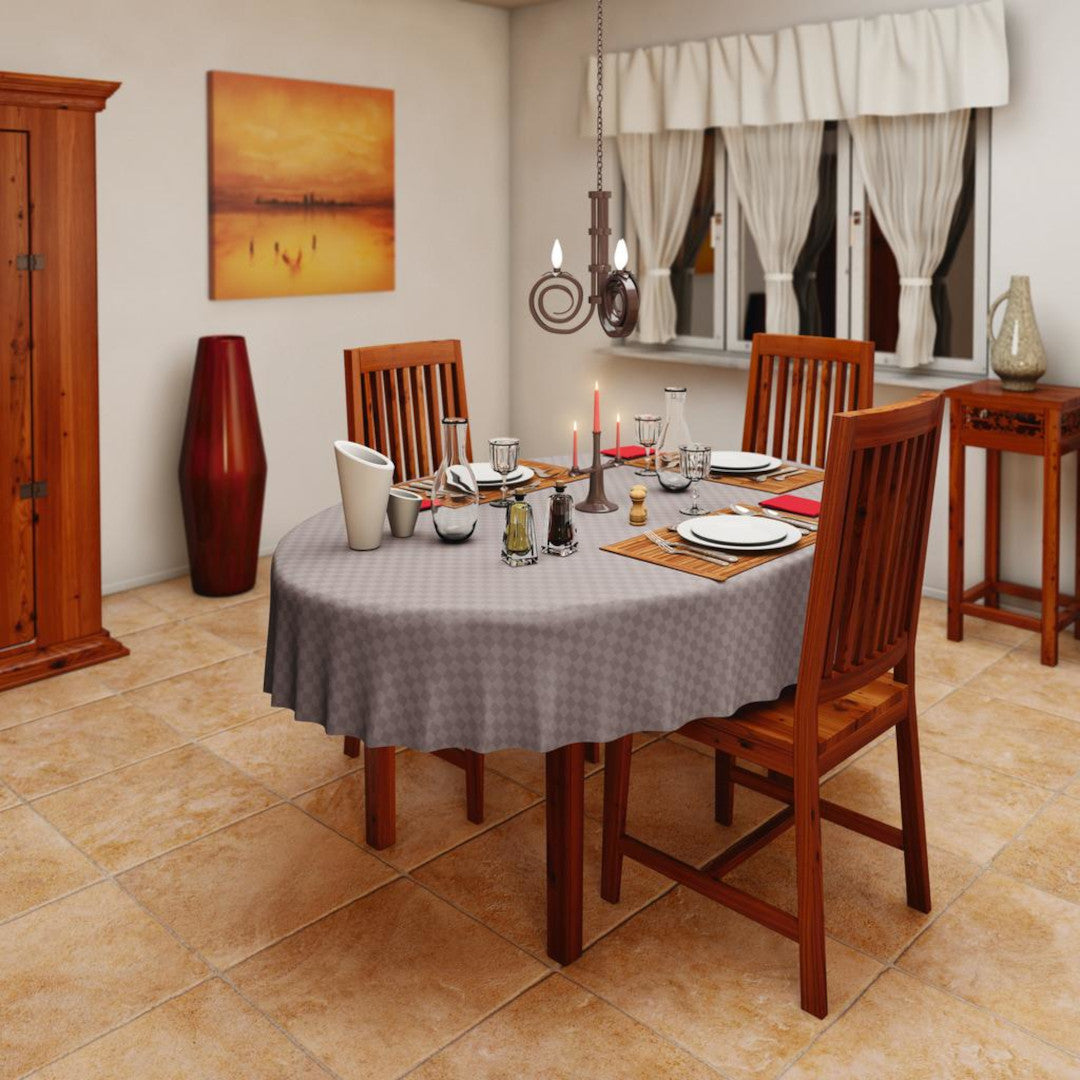 Klassiska rutor – Vaxduk i ljus taupe, miljöbild