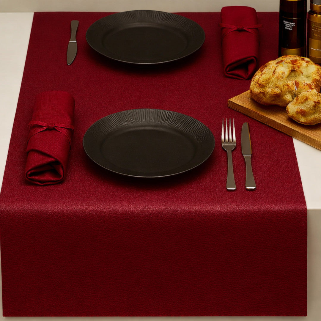Konstläder Noblessa bordslöpare - Extra kraftig Dinner 4 two - 50 x 140 cm - Röd