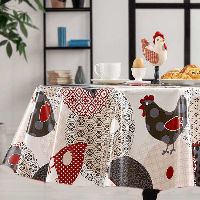 KYKKELIKY - Rund påskvaxduk med höns